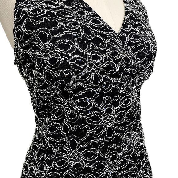 Y2K 90's Vintage Whimsygoth Dark Fairy Floral Sparkle Faux Wrap Top - Picture 4 of 13